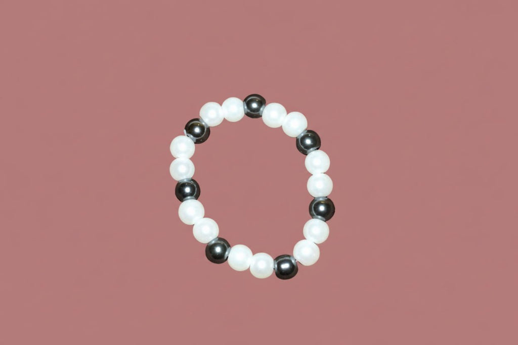Handmade silver and white bracelet