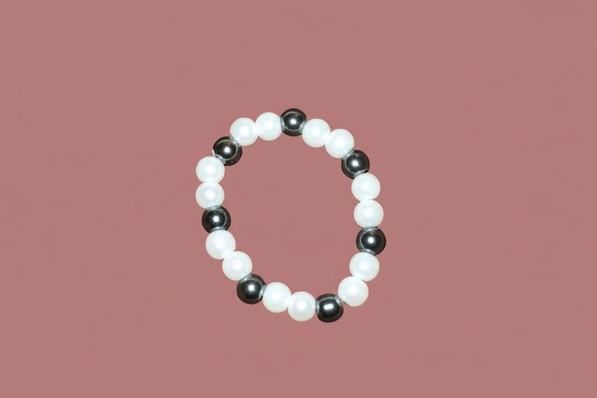Handmade silver and white bracelet