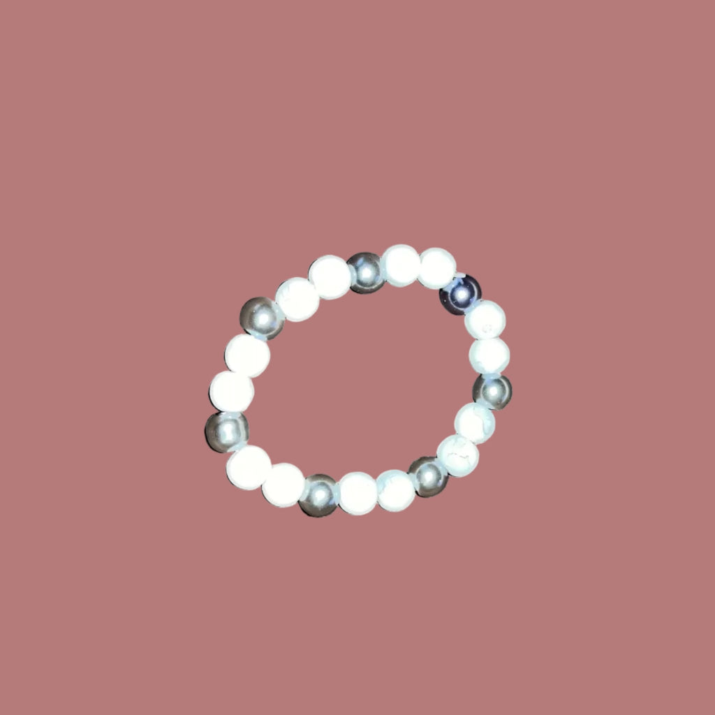 Handmade silver and white bracelet